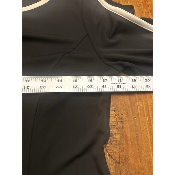 Talbots Size Medium Bow Sleeve Trim Ponte Shift Dress Black Classic Office - Picture 8 of 10